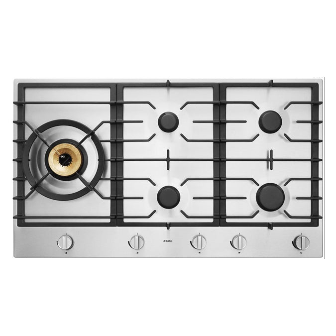 ASKO 90cm Natural Gas Cooktop with Super Flex Wok Burner Stainless Steel HG1986SD - Ex Display