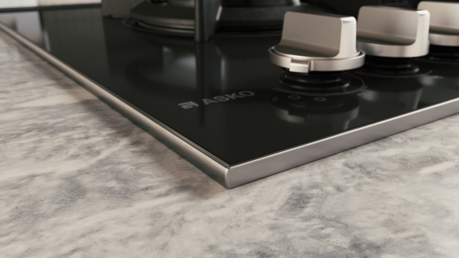 Asko 90cm Gas 5 Burner Cooktop with Fusion Volcano Burner Black Glass HG8953BGD1 - ASKO Seconds Discount