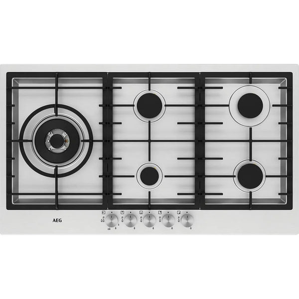 AEG HG90FXB 90cm Stainless Steel Natural Gas Cooktop - AEG New in Box Clearance and Seconds Discount