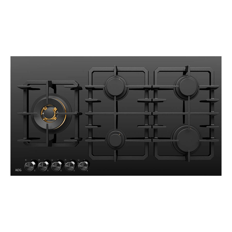 AEG HGC9566BB 90cm Natural Gas Cooktop with Wok Burner - AEG Factory Seconds
