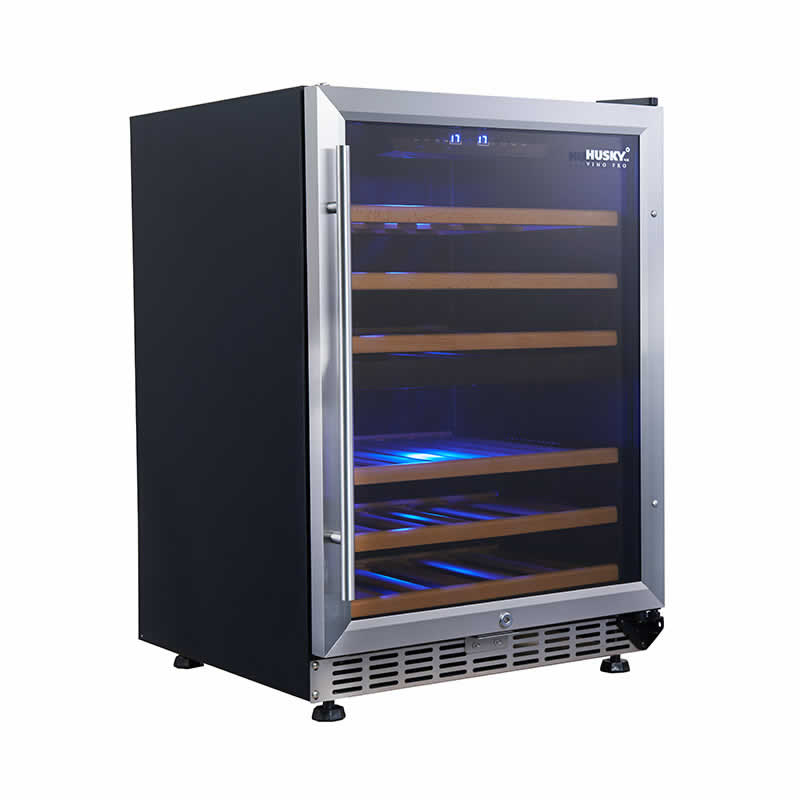 Husky Vino Pro 154L Dual Zone Under Counter Wine Fridge in Black Door Trim HUS-WC54D-BK-ZY