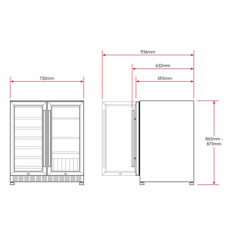 Husky Vino Pro Double Door Wine Fridge & Drinks Chiller in Black Door Trim HUS-WC66B-BK-ZY