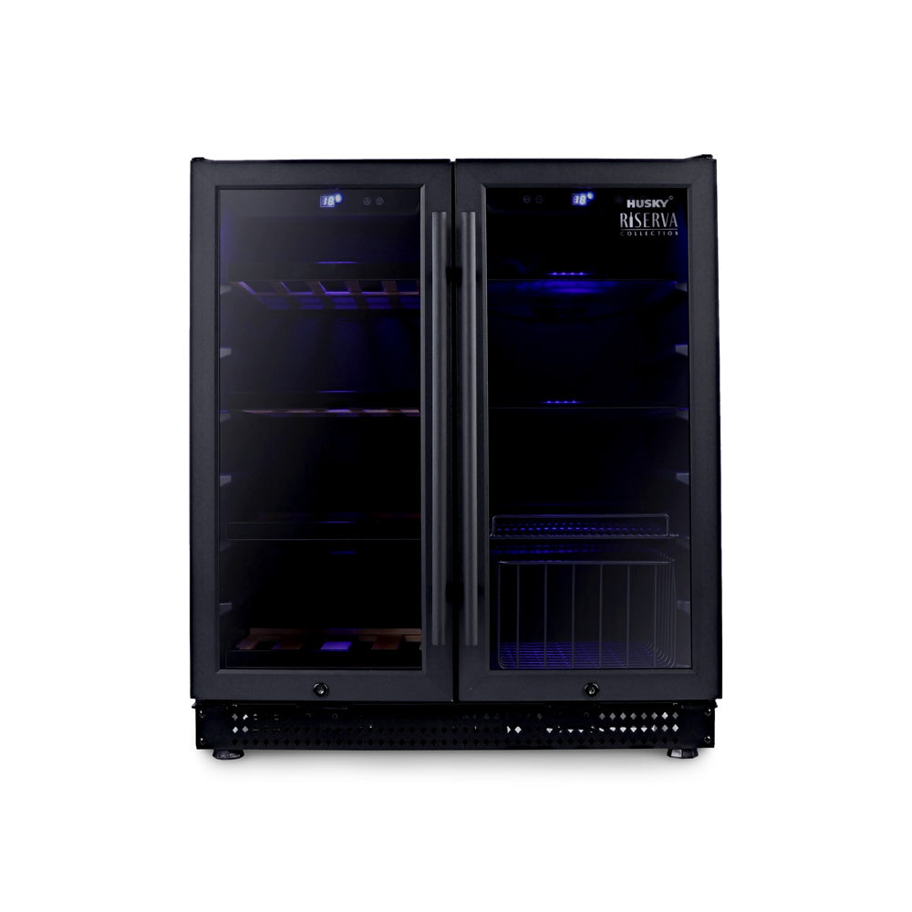 Husky Riserva Double Door Wine Fridge & Drinks Chiller in Matt Black HUSWS66MBZY