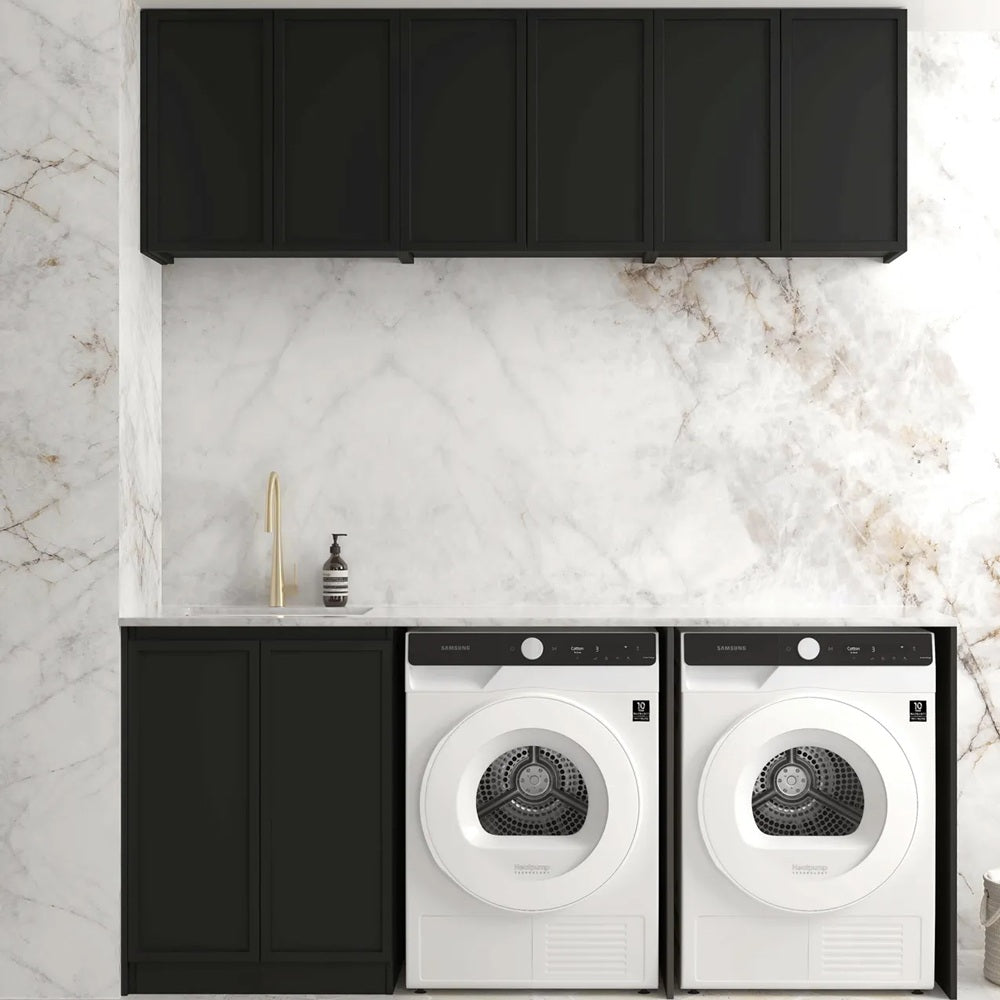 Otti LA-1960A-BOHB-NCA Hampshire Laundry Kit 1960A Black / Natural Carrara Marble Top