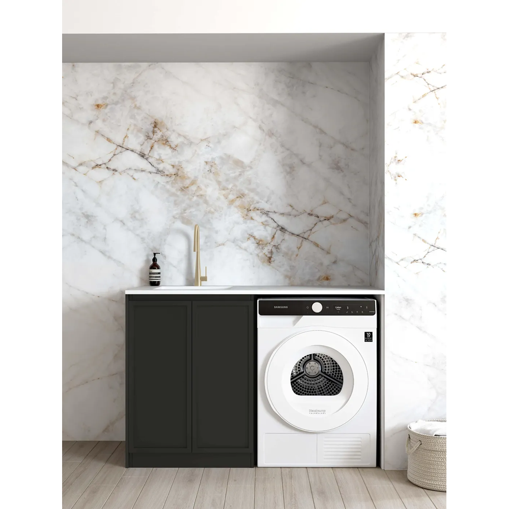 Otti LA-1300-BOHB-MW Hampshire Laundry Cabinet, 1300mm, Black / Matte White Top