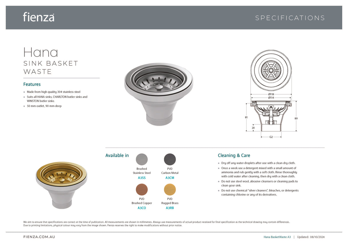 Fienza A3SS Hana Round Basket Waste