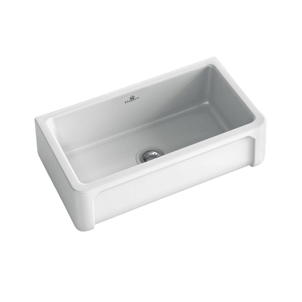 Abey Chambord Henri Single Bowl Fireclay Sink, 797x480x220mm, White, HENRI-2W