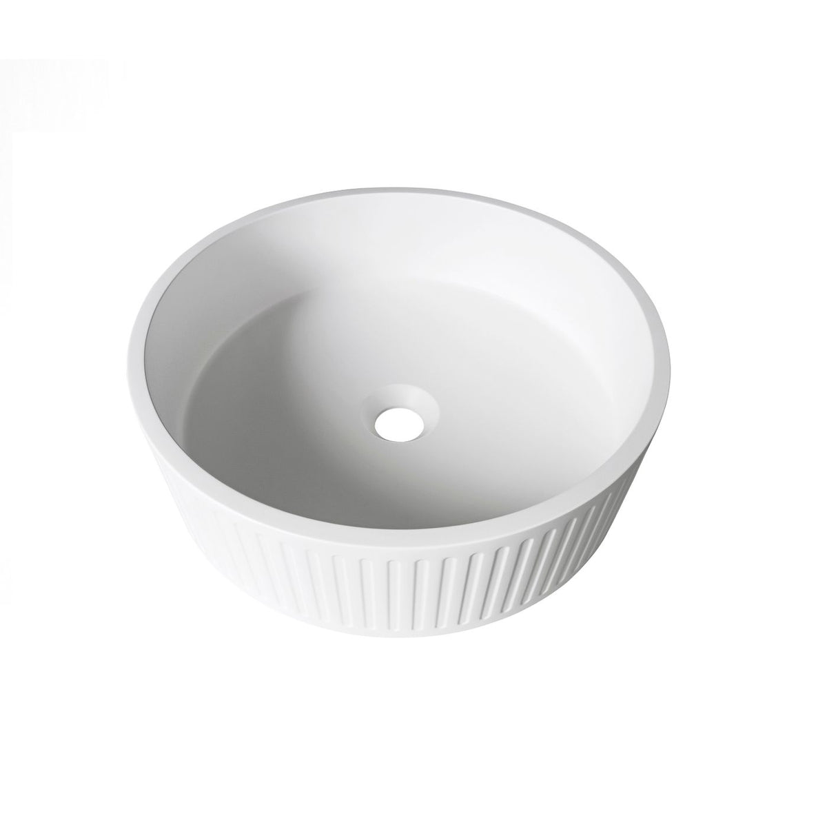 Otti OT4000CONW Hudson Round 400x400x120 Concrete Fluted White Above Counter Basin