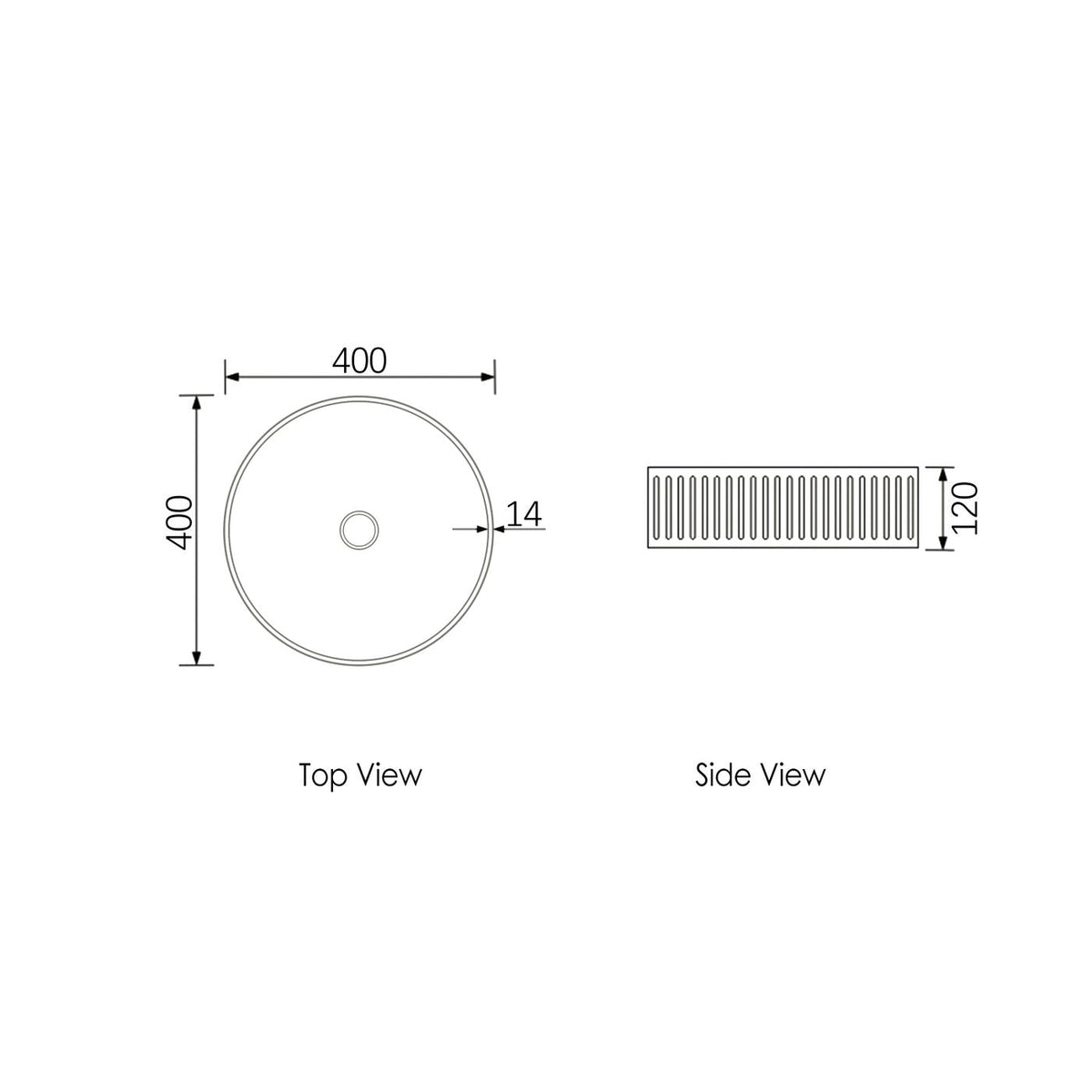 Otti OT4000CONW Hudson Round 400x400x120 Concrete Fluted White Above Counter Basin