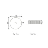 Otti OT4000CONW Hudson Round 400x400x120 Concrete Fluted White Above Counter Basin
