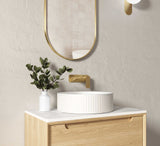 Otti OT4000CONW Hudson Round 400x400x120 Concrete Fluted White Above Counter Basin