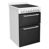 Inalto I54DOCEW 54cm White Freestanding Double Stove with Ceramic Cooktop