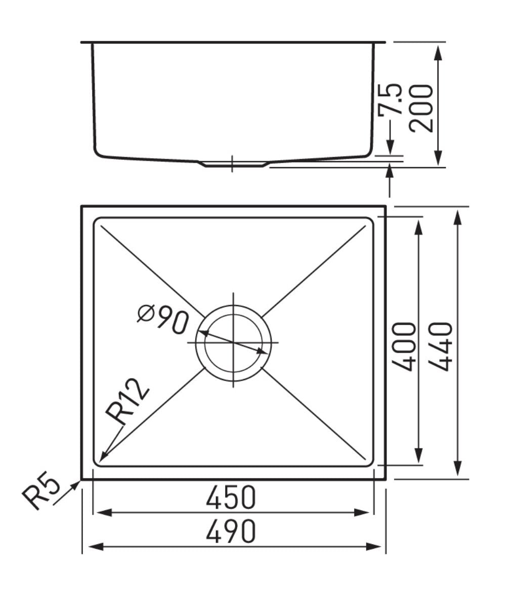 Arc Isku4S1 Deluxe Single Bowl Undermount Sink Kitchen Sinks