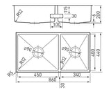 Arc Isku9S1 Deluxe 1 And 3/4 Bowl Stainless Steel Undermount Sink With Accessories Kitchen Sinks