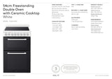 Inalto I54DOCEW 54cm White Freestanding Double Stove with Ceramic Cooktop