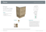 Fienza Joli Edge JOL60SK 600mm Scandi Oak Vanity On Kickboard