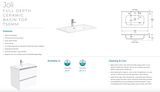 Fienza JOL75BW Joli 750mm Satin White Wall Hung Vanity, 1 Taphole