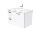 Fienza JOL75JL 750mm Joli Uni Wall Hung Vanity with Handles, Left Drawers, 1 Taphole, Gloss White
