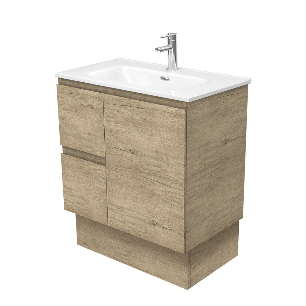 Fienza JOL75SKL 750mm Joli Edge Vanity on Kickboard, Left Drawers, 1 Taphole, Scandi Oak