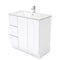 Fienza JOL90CL 900mm Joli Fingerpull Bathroom Vanity on Kickboard, Left Drawers, Gloss White - Special Order