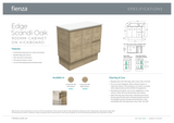 Fienza JOL90SKL 900mm Joli Fingerpull Wall-Hung Vanity, Left Drawers, Scandi Oak