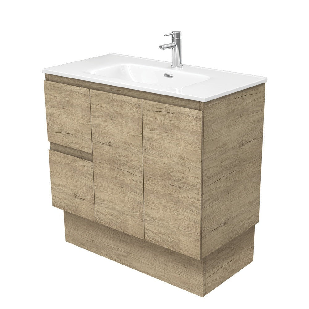 Fienza JOL90SKL 900mm Joli Fingerpull Wall-Hung Vanity, Left Drawers, Scandi Oak