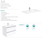 Fienza Joli Jol90T Hampton 900Mm White Wall Hung Vanity Unit - Special Order Units
