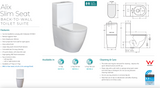 Fienza K011B-2 Alix Extended Height Slim Seat S-Trap 160-230mm Toilet Suite, White