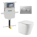 Fienza Geberit Toilet Package Isabella Wall Faced Gloss White Pan Slim Seat, Geberit Inwall Cistern, Sigma 20 Matte Chrome Buttons