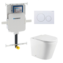 Fienza Geberit Toilet Package Isabella Wall Faced Gloss White Pan Slim Seat, Geberit Inwall Cistern, Sigma 20 Matte White Buttons