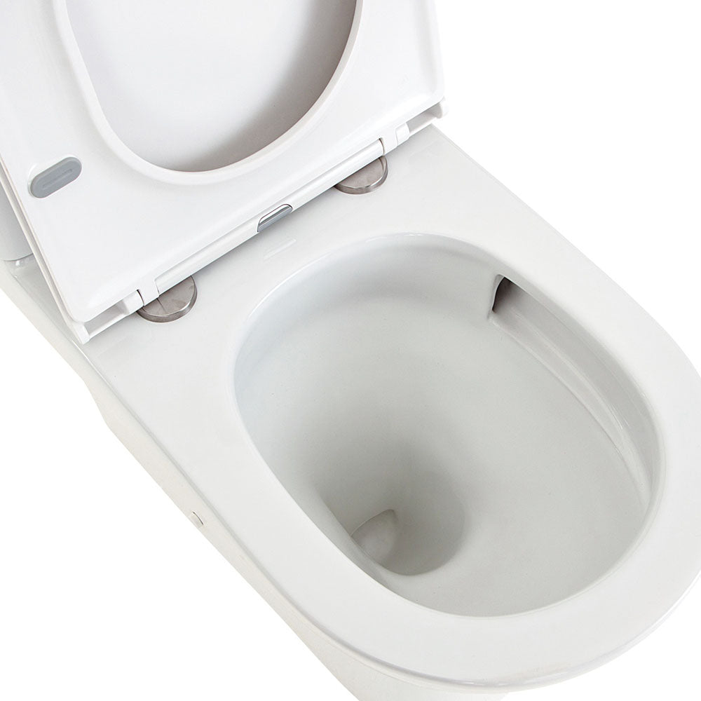 Fienza K028GEP-2 Tono Rimless Tornado Back to Wall Toilet Suite & Geberit Cistern, P-Trap, Slim Seat, Gloss White