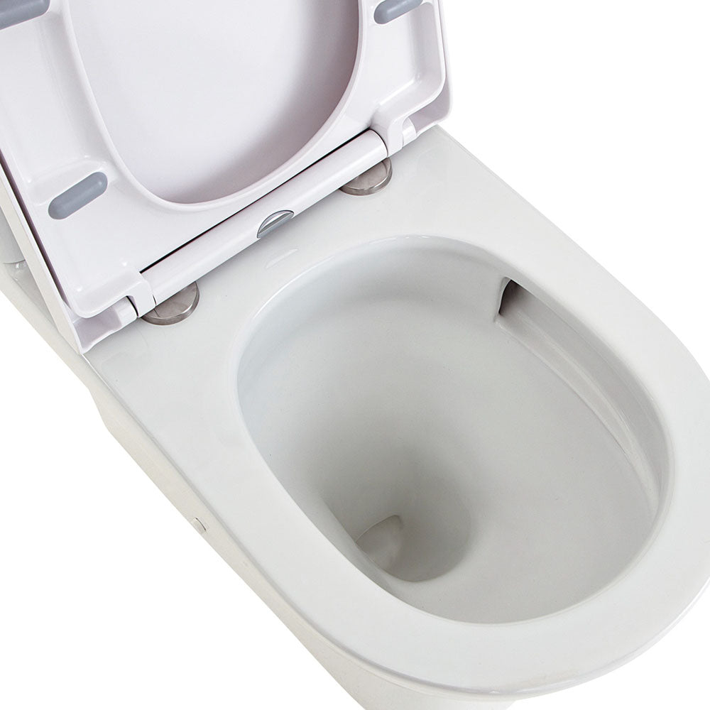 Fienza K028P Tono Rimless Tornado Back to Wall Toilet Suite, P-Trap, Thick Seat, Gloss White