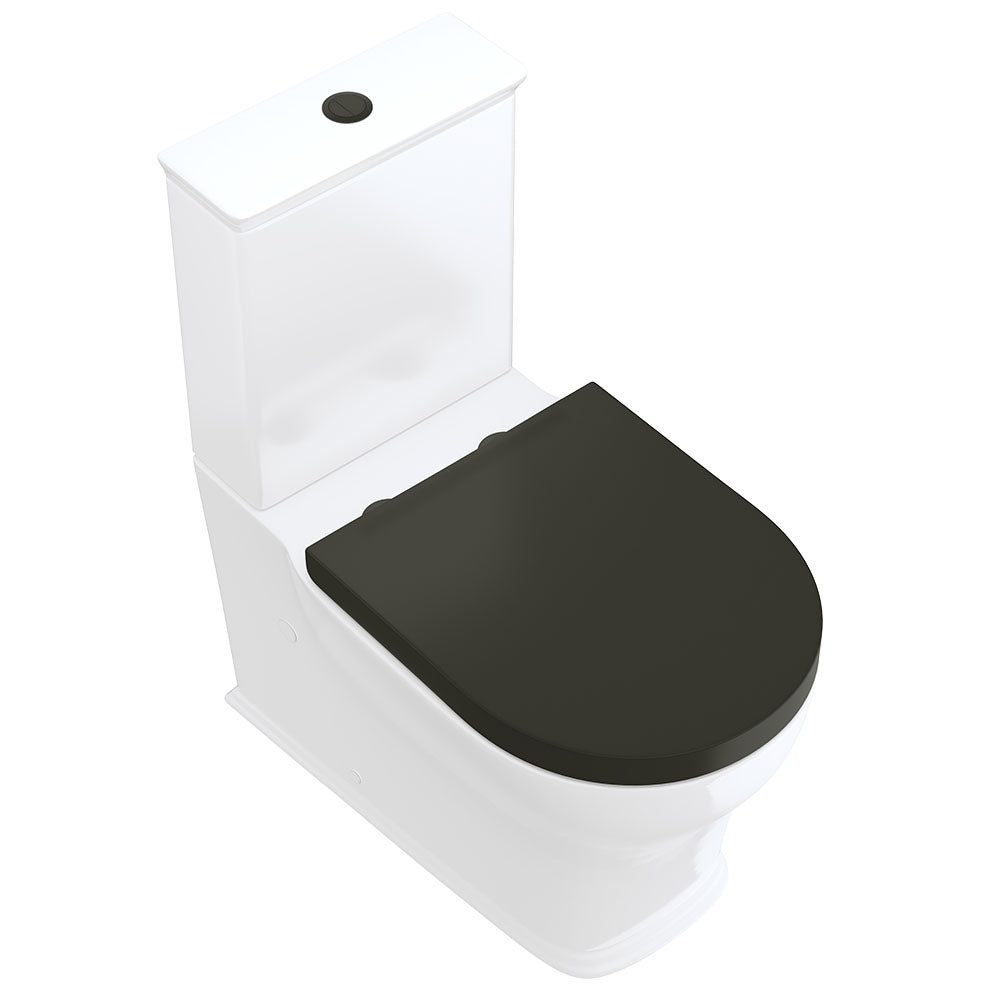 Fienza K031GBA Lillian Tornado Back To Wall Toilet Suite, S Trap, 90-160mm, R&T Cistern, Gloss White with Gloss Black Seat