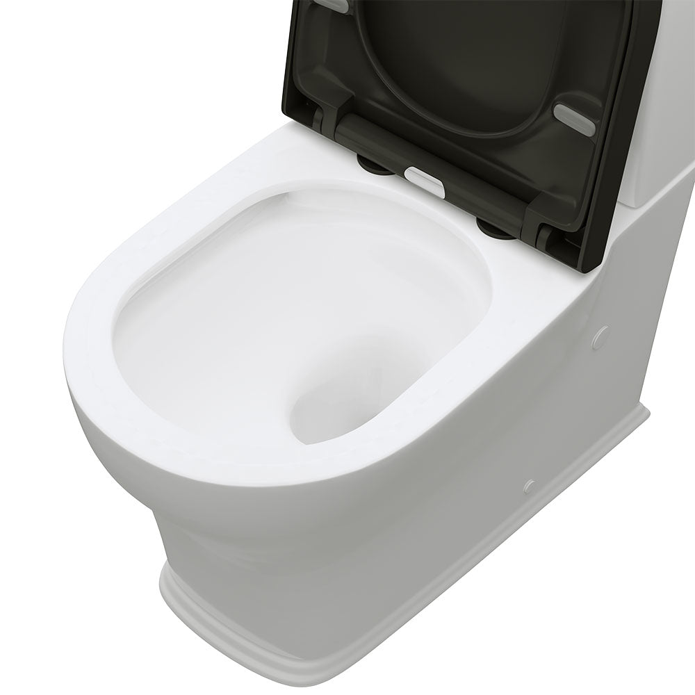 Fienza K031GBB Lillian Tornado Back To Wall Toilet Suite, S Trap, 160-230mm, R&T Cistern, Gloss White with Gloss Black Seat