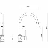 Gareth Ashton Kta037-316-Br 316 Brushed Stainless Steel Gooseneck Pull Out Kitchen Mixer Taps