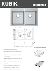 Kubik 800 Series Double Bowl Stainless Steel Sink and Mixer Tap with Accessories