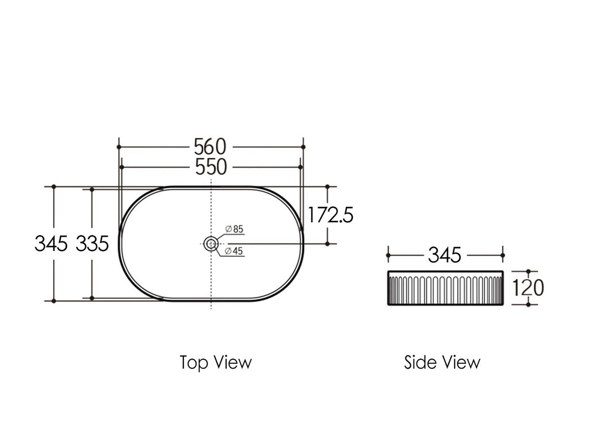 Otti OT5635 Kensington Oval 560x350x120 Above Counter Basin