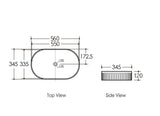 Otti OT5635 Kensington Oval 560x350x120 Above Counter Basin