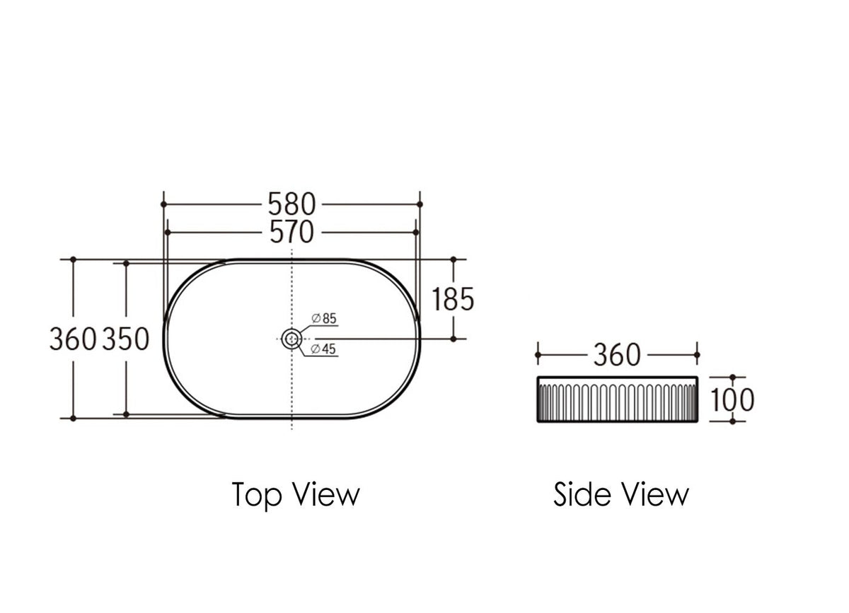Otti OT5635 Kensington Oval 560x350x120 Above Counter Basin