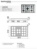 Abey Barazza LABH900 Cooktop 90cm Lab 5 Burner Hob - Special Order