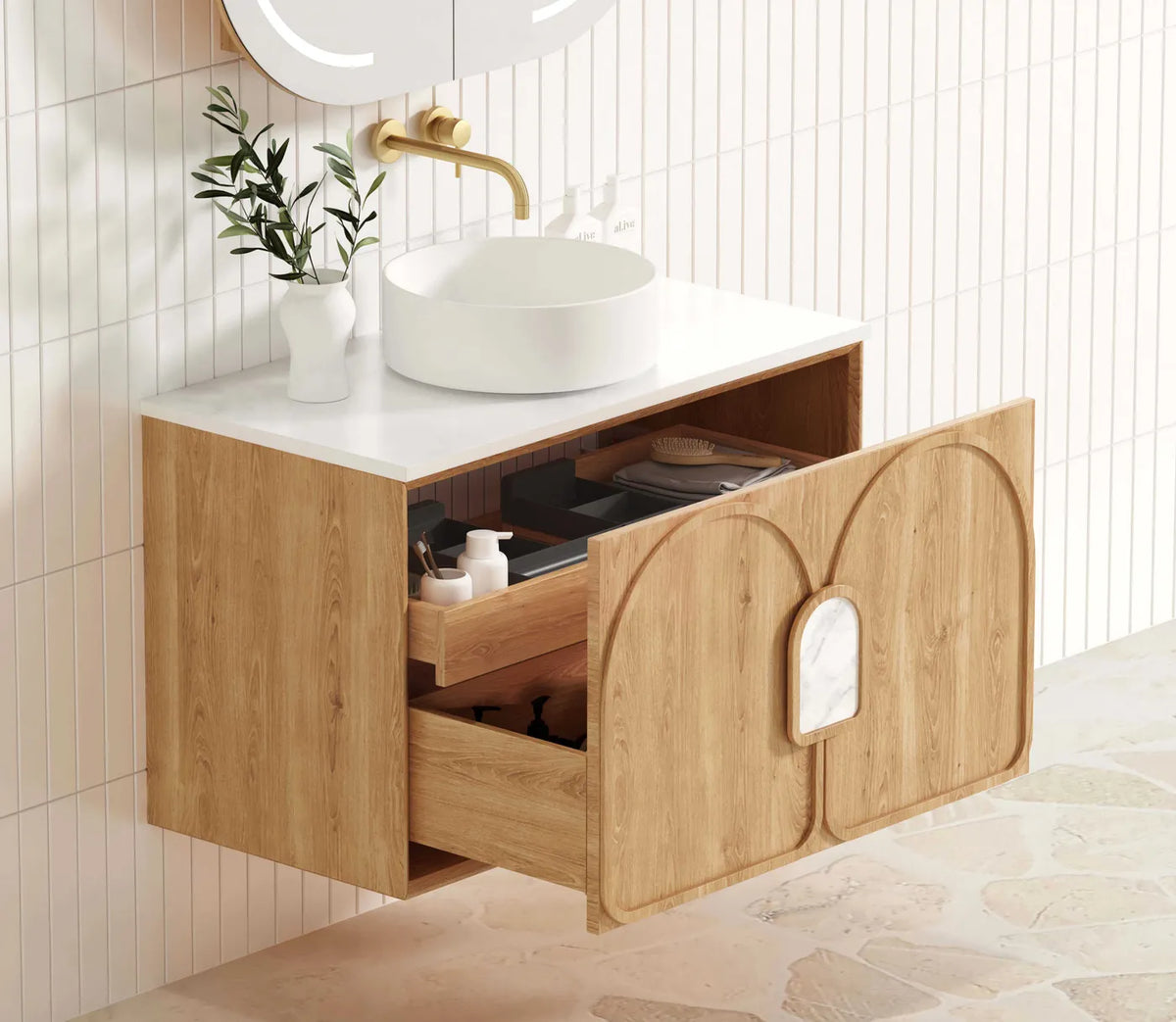 Otti Laguna Mark II Wall Hung Vanity, Woodland Oak