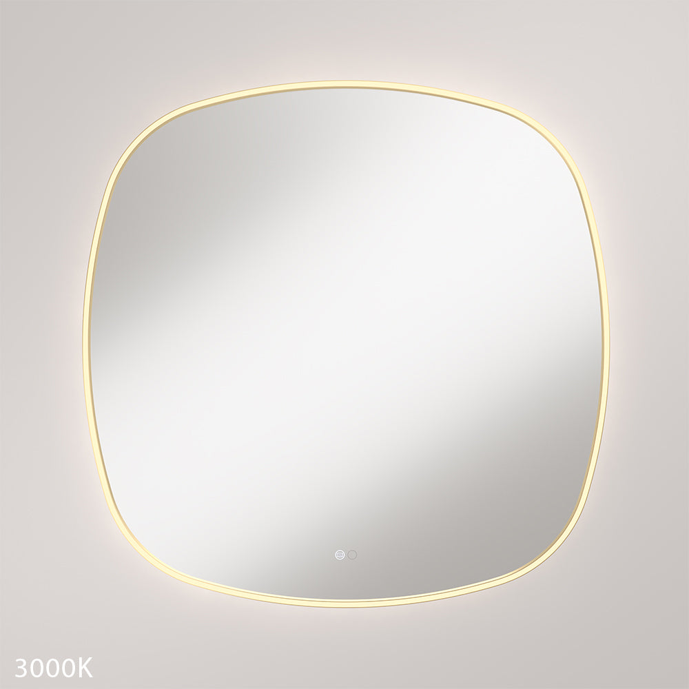 Fienza LED06-90UB Kiara LED Framed Squircle Mirror, 900mm, Urban Brass
