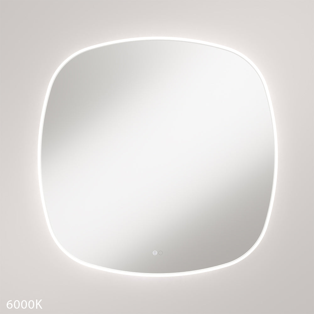 Fienza LED06-90W Kiara LED Framed Squircle Mirror, 900mm, Matte White