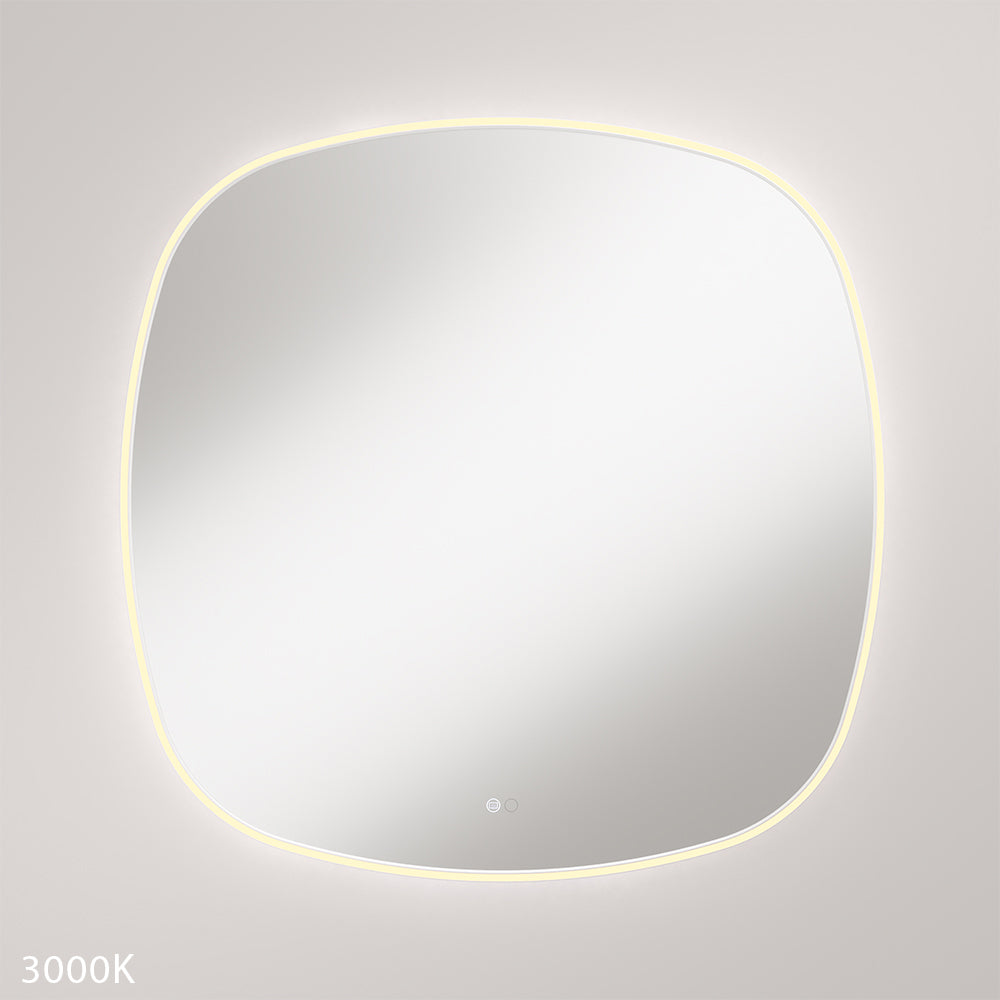 Fienza LED06-90W Kiara LED Framed Squircle Mirror, 900mm, Matte White