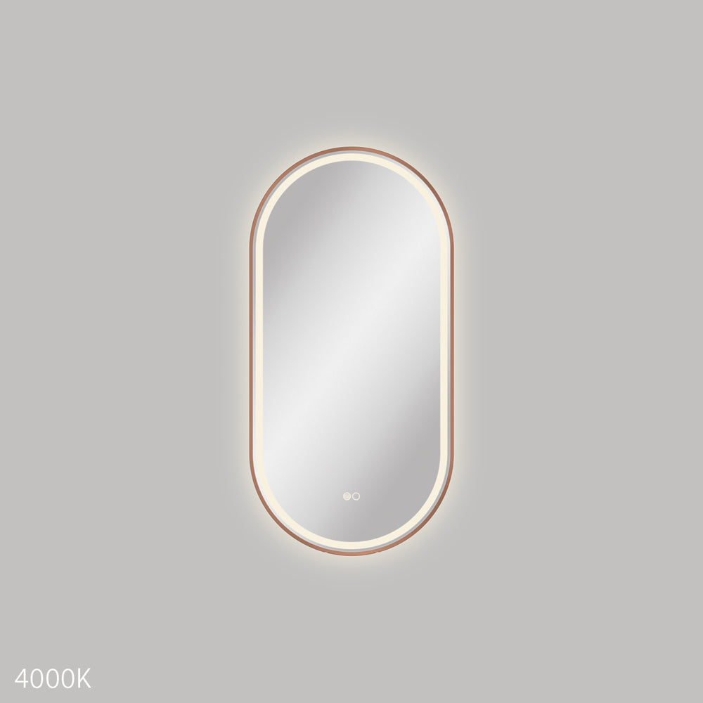 Fienza LED4590FPCO Empire LED Brushed Copper Framed Mirror, 450 x 900mm