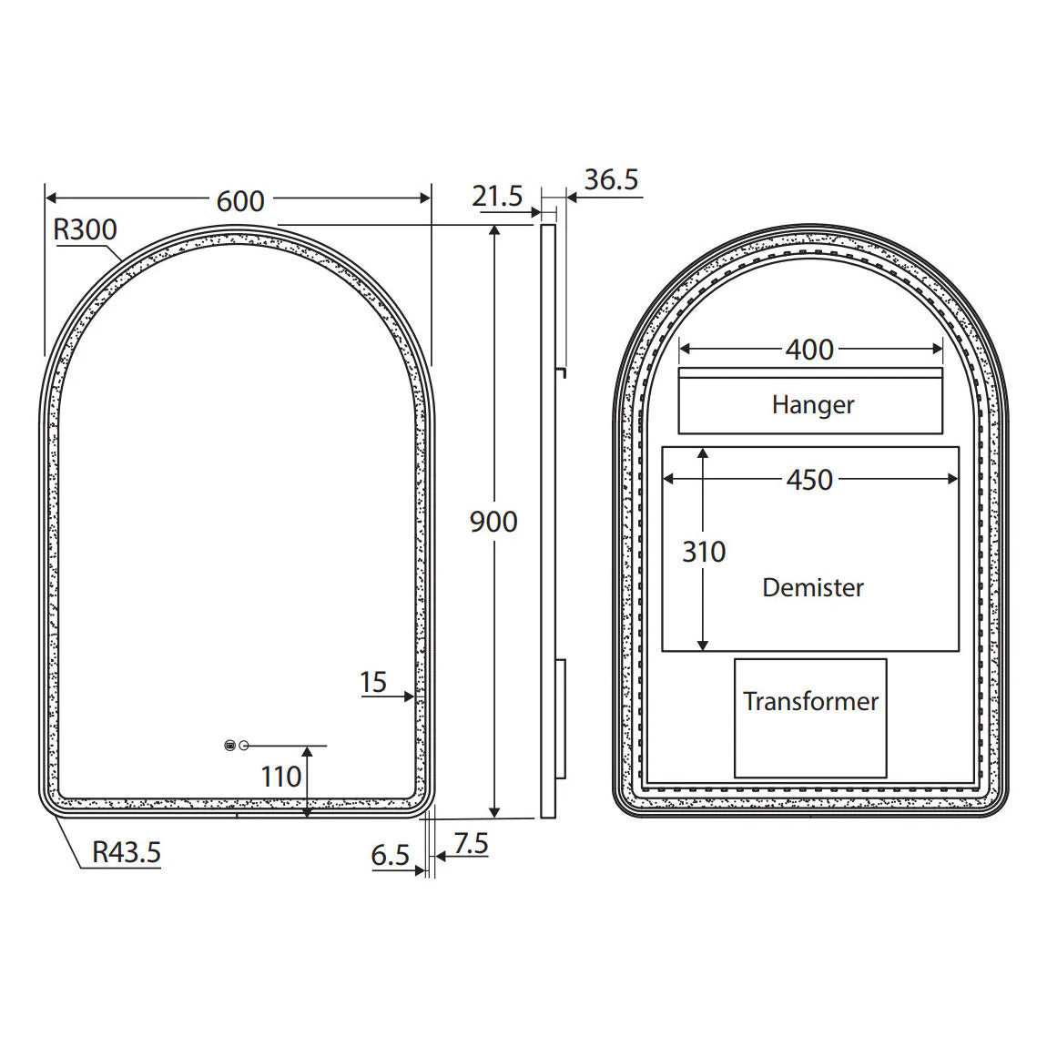 Fienza Valentina LED Brushed Copper Framed Mirror, 600 x 900mm, LED6090FACO