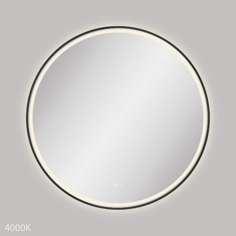 Fienza LED900FRB Reba LED Matte Black Framed Mirror, 900mm - Special Order