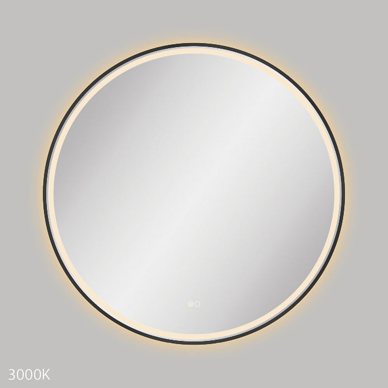 Fienza LED900FRB Reba LED Matte Black Framed Mirror, 900mm - Special Order