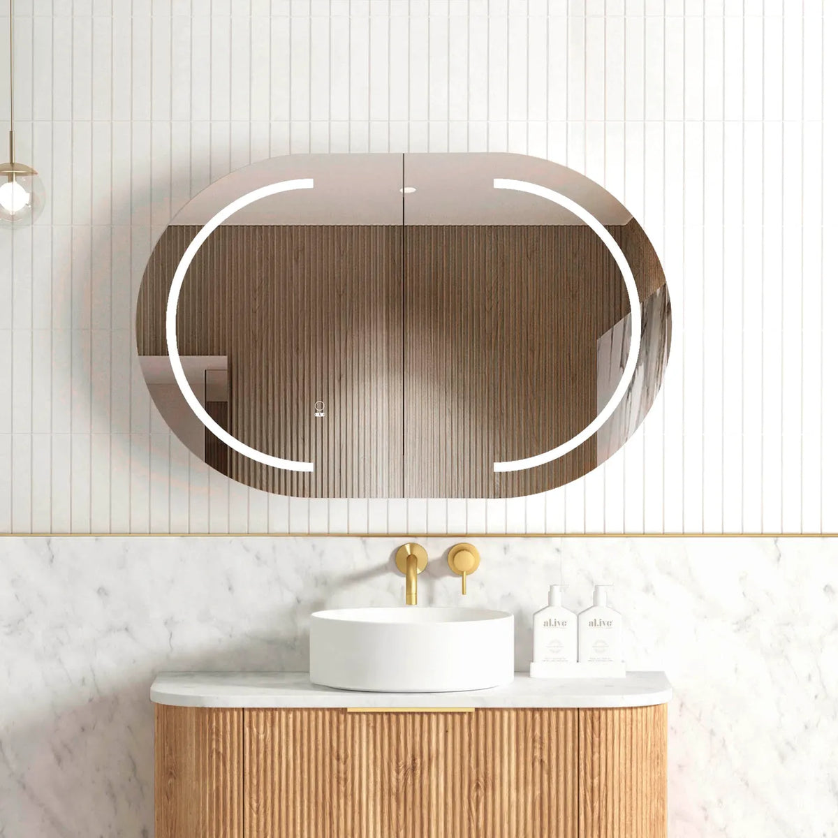 Otti LED-BOSV9060N LED Bondi 900x600mm Natural Oak Shaving Cabinet