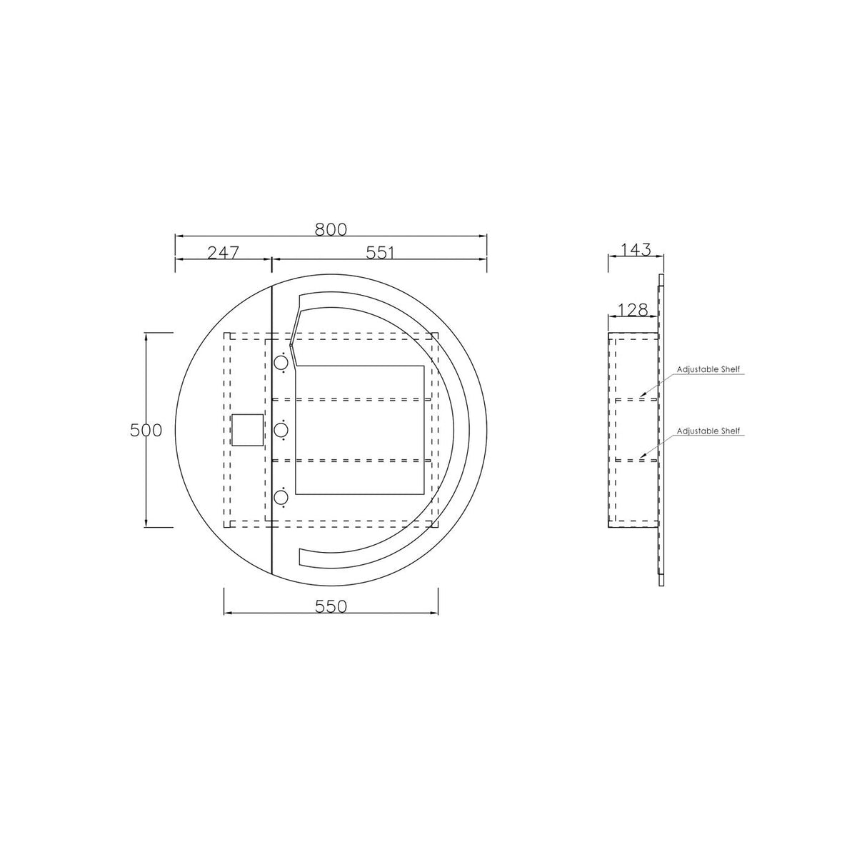 Otti LED-RSV800 LED London 800mm White Shaving Cabinet